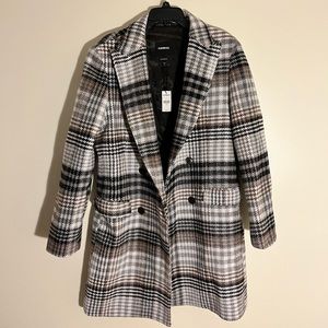 Neutral Print 24 Men’s Express Plaid Wool-Blend Topcoat